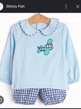 Stitchy Fish Airplane Bloomer Set